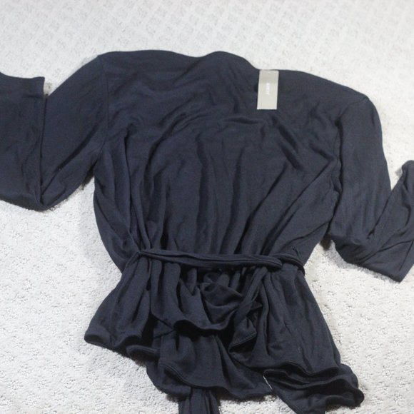 NWT J Crew Size Small Black Wrap Tie Blouse Long Sleeve H6782 - Picture 3 of 6